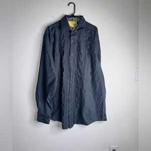 Robert Graham Men’s Casual Button Down Shirt Flip Cuff Black